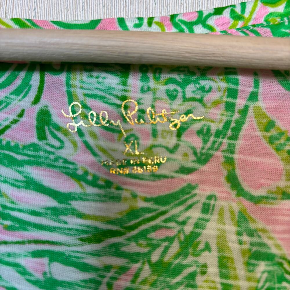 Lilly Pulitzer Etta V Neck Top Size XL Mandevilla Baby Fins and Flippers NWT - Picture 7 of 9